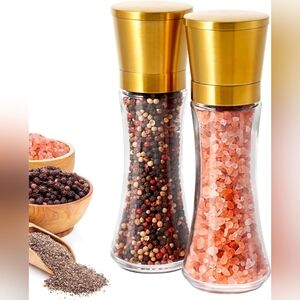 Salt and Pepper Grinder Mill Set, Stainless Steel, Adjustable Ceramic Coarseness